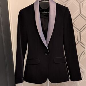 Le Chateau Black Blazer with Purple Lapel
